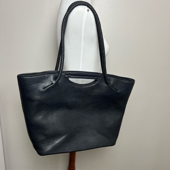 Deux Lux Woven Handle Black Tote Bag - Picture 11 of 11